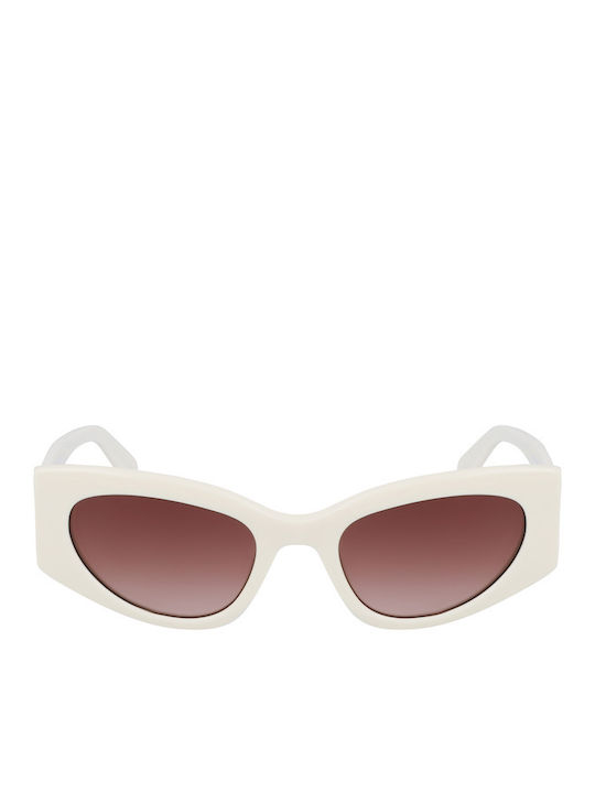 Liu Jo Damen Sonnenbrille mit Weiß Kunststoff Gestell und Rosa Verlaufsfarbe Linse LJ792S-101
