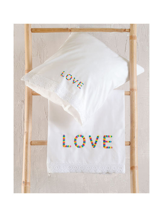 Rythmos Love Baby Sheets Set Crib Cotton Multicolored 100x160cm 3pcs