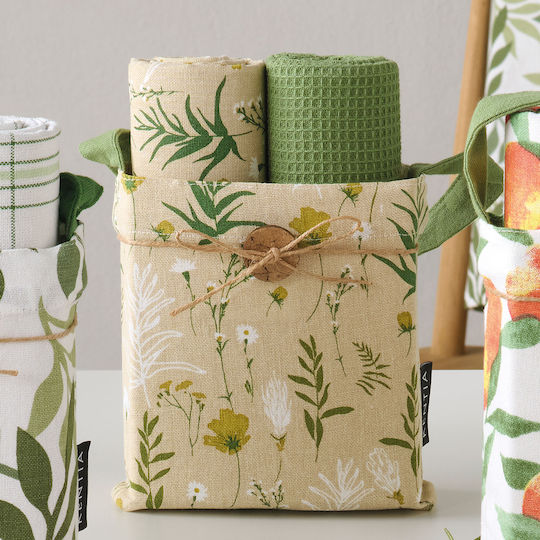 Kentia Loft Toala Towel from 100% Cotton in Green Color 40x70cm 2pcs