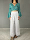 Women's Trousers with Rubber Band White