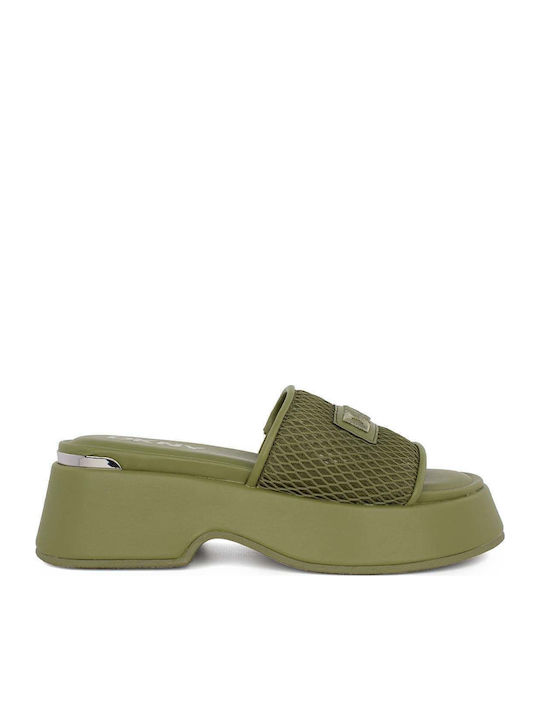 DKNY Iredell Γυναικεία Σανδάλια Flatforms Πράσινα