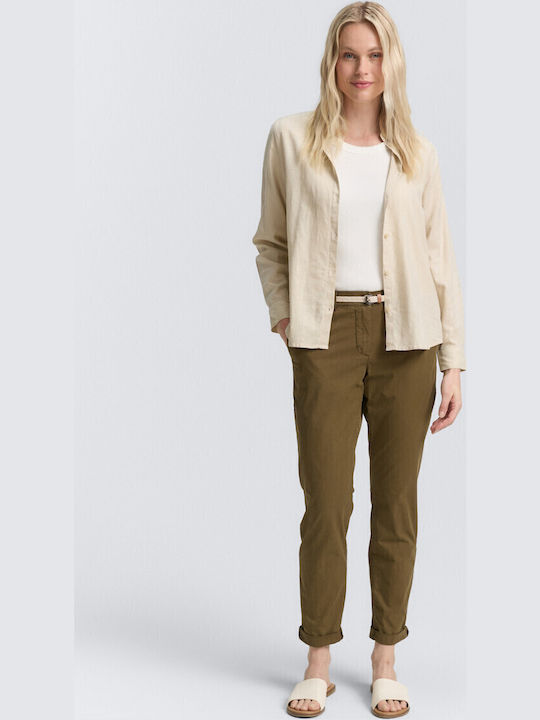 Tom Tailor Women's Chino Trousers Slim Fit Khaki
