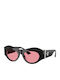 Versace Women's Sunglasses with Black Plastic Frame and Pink Lens
