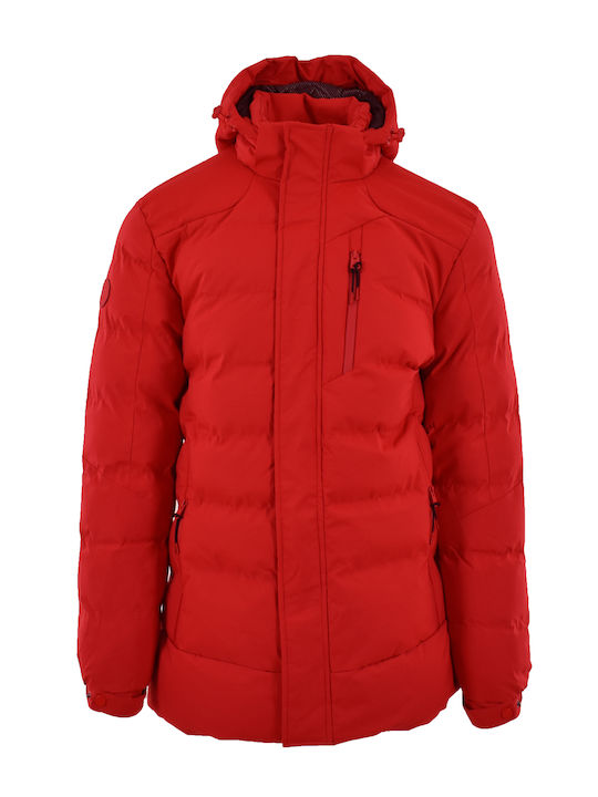 Geacă Puffer de Iarnă Waterproof și cu Protecție împotriva Vântului Roșu