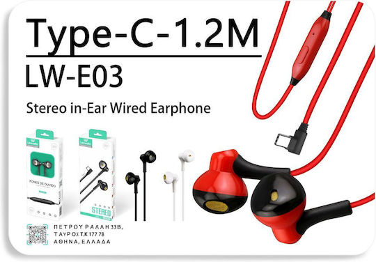 Ohrhörer In-Ear Freisprecheinrichtung Kopfhörer mit Stecker USB-C Rot