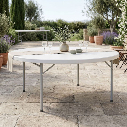 Plastic Masa Catering pentru spații exterioare Pliabil cu schelet metalic Comfort White Shade 180x180x74buc