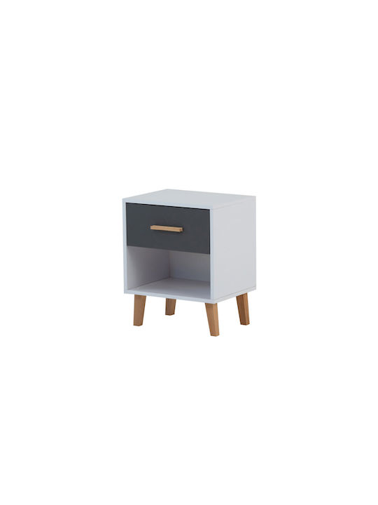 Bedside Table Timmy Wooden Grey 46.8x36x57.1cm