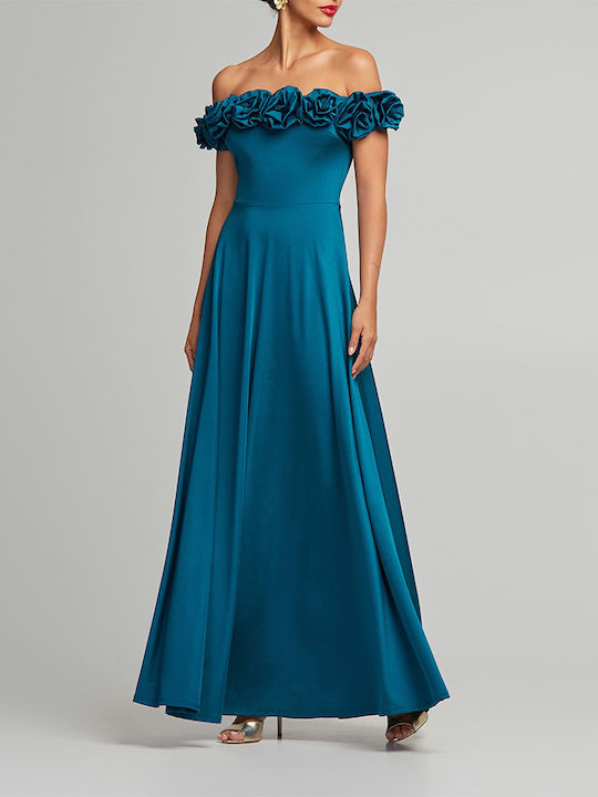 Maxi Dress for Wedding / Baptism Petrol Blue