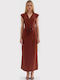 Summer Maxi Dress for Wedding - Christening Open Back Brown
