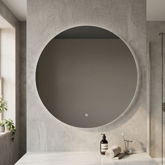 H2O Round Led Touch Plastic Bathroom Mirror 120x120cm