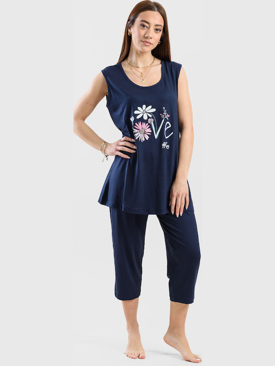 Cherry Sommer Damen Pyjama-Set Dark Blue