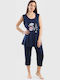 Cherry Sommer Damen Pyjama-Set Dark Blue