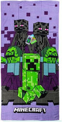 Πετσέτα Θαλάσσης Παιδική Carbotex Minecraft Purple 70*140cm 100% Cotton 24002024mc