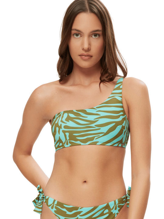 Zebra Bikini Mit Einem Schulter B-Cup & Mit Polsterung Animal Print Türkis