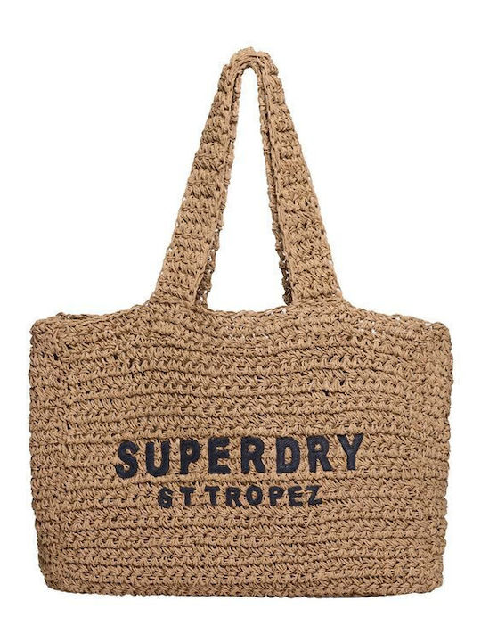 Superdry Ψάθινη Τσάντα Θαλάσσης Μπεζ