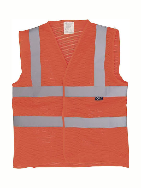 Yoko Hvw120 Fluo Men's Safety Vest with Reflective Film Orange