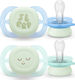 Philips Ultra Start Orthodontic Pacifiers Silicone Night with Case for 0-2 months 2pcs