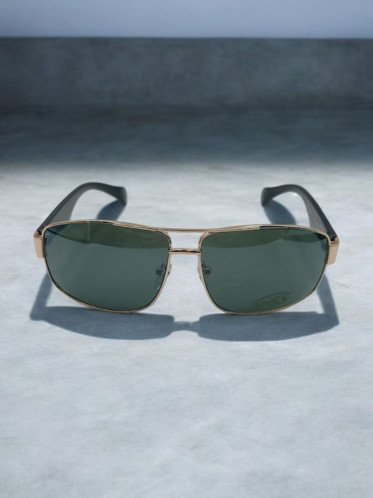 Dasoon Vision Men's Sunglasses with Gold Frame and Green Lens