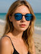 Dasoon Vision Women's Sunglasses with Gold Frame and Blue Lens 2478273