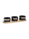 Secret de Gourmet Porcelain Dessert Divided Serving Tray with 3 Slots Black Ø8.8cmxY5.6cm 32x10.5x5.6cm