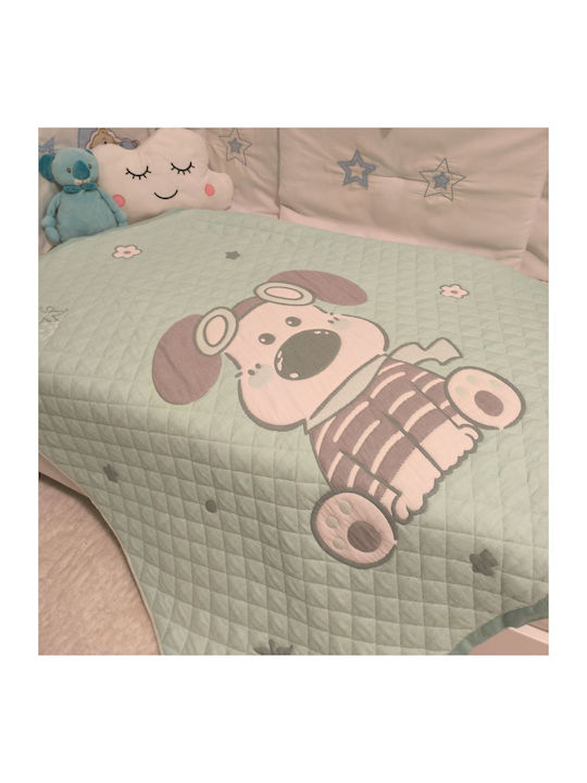 Double Sided Cotton Baby Quilt 100x120cm Mint