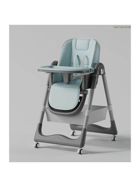 Homeone Foldable Highchair with Plastic Frame & Leatherette Seat Green