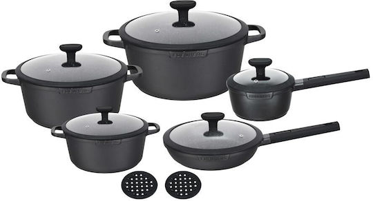 Edenberg Edenberg Cookware Set Made of Aluminum Black with Non-stick Interior Coating 5 Pieces