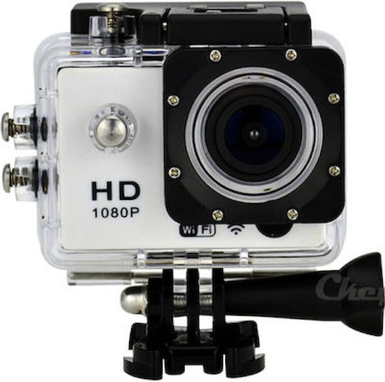 SPM Scamera Action Camera Full HD (1080p) Underwater (with Case) with Screen 2" and Wi-Fi White
