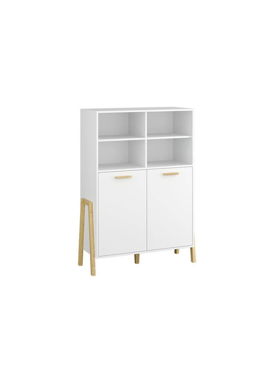 Kids Wooden Bookcase Belle White 102.5x41x152.5cm