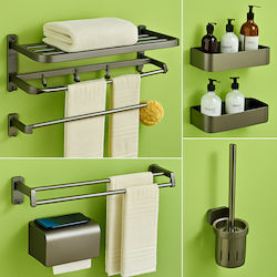 H2O Wall Mounted Inox Bathroom Accessory Set Black 6pcs