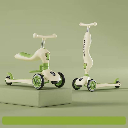 Homeone Kids Scooter Foldable 3-Wheel with LED Lighting Green