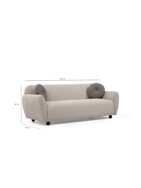 Eddy Τριθέσιος Καναπές Cream 223x83x86εκ.