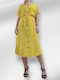 Rochie De Vară Pentru Femei Midi Rochie-Cămașă Galbenă
