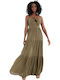 Sommer Maxi Damenkleid Olive