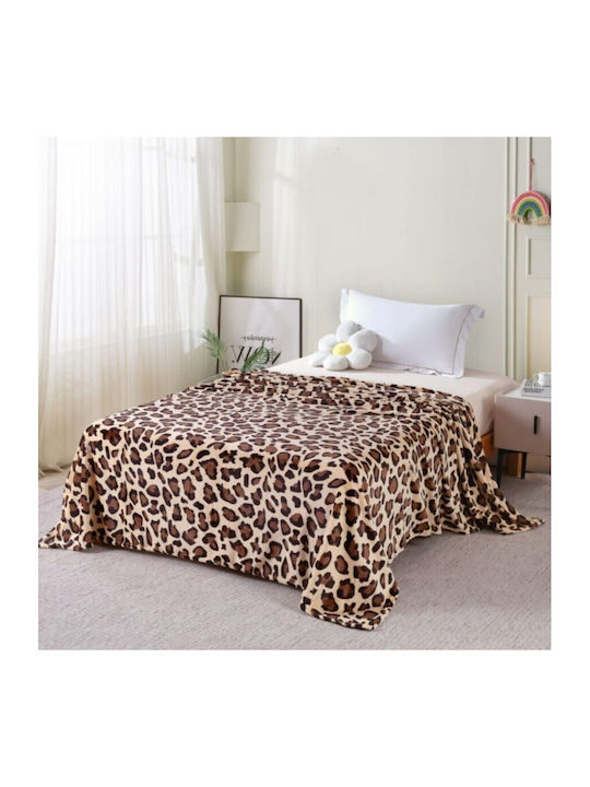 Pucioasa Cocolino Pătură Catifea Dublă 200x230cm Leopard Print