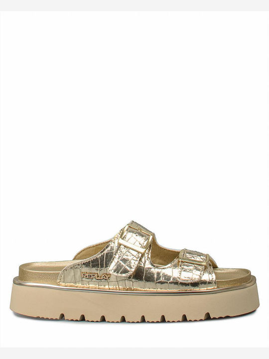 Muddy Women's Flat Sandals in Gold Color