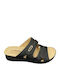 Leather Women's Flat Sandals Anatomic in Black Color