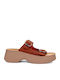 Δερμάτινα Γυναικεία Ανατομικά Σανδάλια Flatforms Πορτοκαλί S2100