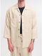 Μακρυμάνικo Overshirt σε Κανονική Γραμμή Ριγέ Μπεζ