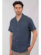 Short-sleeved Linen Shirt Colonial Blue