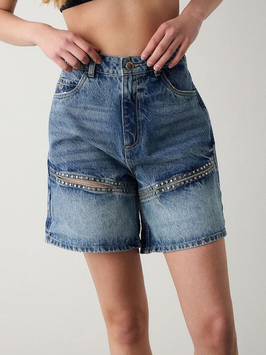 Γυναικείο Τζιν Ψηλόμεσο Σορτς Blue Denim