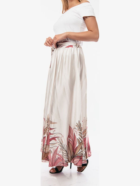 Hoch tailliert Maxi Rock Pink