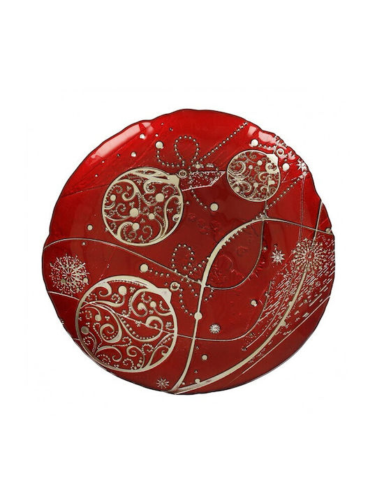 Brandani Christmas Platter Glass Red