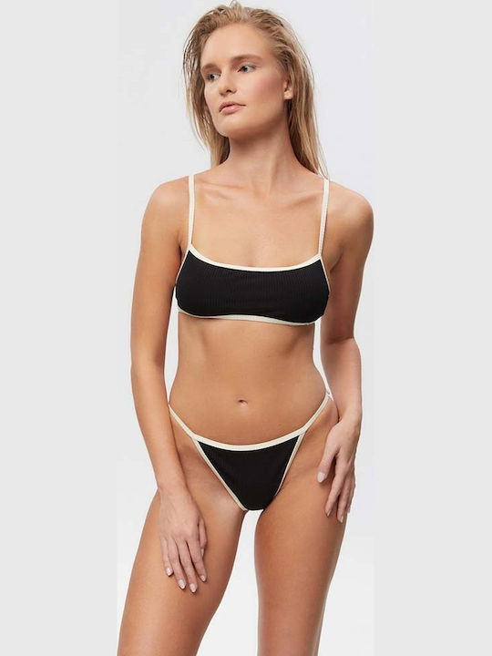 Minerva Bikini Slip with Ties Black