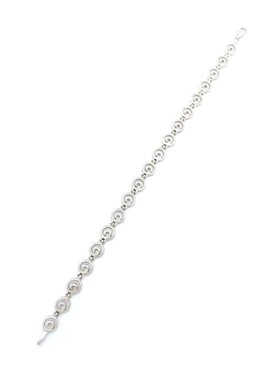 PS Silver Women's Chain Bracelet with Meander Design in Silver 19cm