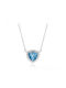 Chrysothemiss Women's Necklace Blue Shield Light Blue Stone & Zircon Platinum Plating