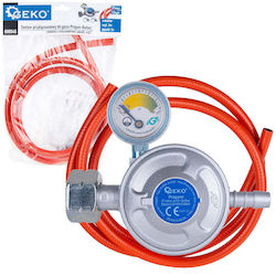 Propane Butane Gas Connection Set Regulator Pressure Gauge Clamps Hose 2m Geko G80545