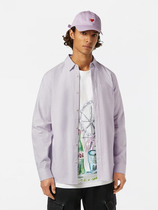 Long-sleeved Shirt Striped Bright Lavender