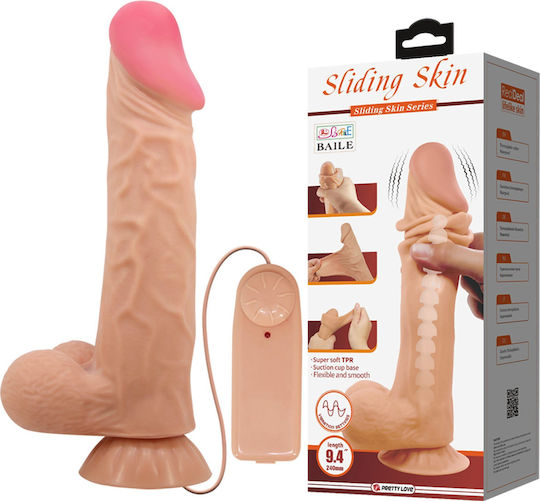 Pretty Love Sliding Skin Series Realistic Vibrator with Remote Control 24cm Flesh