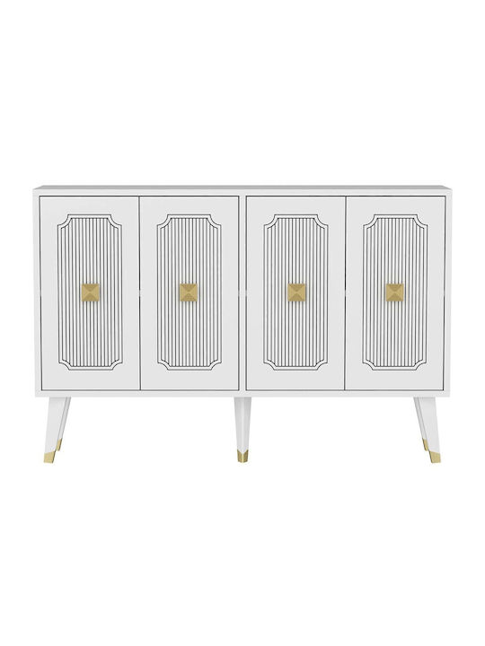 Sideboard Derasi Wooden White-gold 120x30x80cm